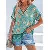 image:imageWIHOLL Womens Summer Tops Short Dolman Sleeve Shirts 2026 Fashion V Neck Outfits Clothes3floral Blue