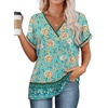 image:imageWIHOLL Womens Summer Tops Short Dolman Sleeve Shirts 2026 Fashion V Neck Outfits Clothes3floral Blue