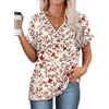 image:imageWIHOLL Womens Summer Tops Short Dolman Sleeve Shirts 2026 Fashion V Neck Outfits Clothes3floral Red