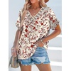 image:imageWIHOLL Womens Summer Tops Short Dolman Sleeve Shirts 2026 Fashion V Neck Outfits Clothes3floral Red