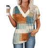 image:imageWIHOLL Womens Summer Tops Short Dolman Sleeve Shirts 2026 Fashion V Neck Outfits Clothes3plaid
