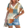 image:imageWIHOLL Womens Summer Tops Short Dolman Sleeve Shirts 2026 Fashion V Neck Outfits Clothes3plaid