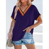 image:imageWIHOLL Womens Summer Tops Short Dolman Sleeve Shirts 2026 Fashion V Neck Outfits Clothes4navy