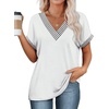 image:imageWIHOLL Womens Summer Tops Short Dolman Sleeve Shirts 2026 Fashion V Neck Outfits Clothes4white