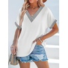 image:imageWIHOLL Womens Summer Tops Short Dolman Sleeve Shirts 2026 Fashion V Neck Outfits Clothes4white