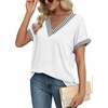 image:imageWIHOLL Womens Summer Tops Short Dolman Sleeve Shirts 2026 Fashion V Neck Outfits Clothes4white