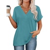 image:imageWIHOLL Womens Summer Tops Short Dolman Sleeve Shirts 2026 Fashion V Neck Outfits ClothesBlue