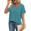 image:imageWIHOLL Womens Summer Tops Short Dolman Sleeve Shirts 2026 Fashion V Neck Outfits ClothesBlue