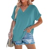 image:imageWIHOLL Womens Summer Tops Short Dolman Sleeve Shirts 2026 Fashion V Neck Outfits ClothesBlue