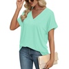 image:imageWIHOLL Womens Summer Tops Short Dolman Sleeve Shirts 2026 Fashion V Neck Outfits ClothesGreen