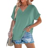 image:imageWIHOLL Womens Summer Tops Short Dolman Sleeve Shirts 2026 Fashion V Neck Outfits ClothesGreen Blue