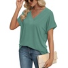 image:imageWIHOLL Womens Summer Tops Short Dolman Sleeve Shirts 2026 Fashion V Neck Outfits ClothesGreen Blue