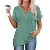 image:imageWIHOLL Womens Summer Tops Short Dolman Sleeve Shirts 2026 Fashion V Neck Outfits ClothesGreen Blue