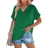 image:imageWIHOLL Womens Summer Tops Short Dolman Sleeve Shirts 2026 Fashion V Neck Outfits ClothesGreen2
