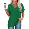 image:imageWIHOLL Womens Summer Tops Short Dolman Sleeve Shirts 2026 Fashion V Neck Outfits ClothesGreen2