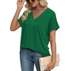 image:imageWIHOLL Womens Summer Tops Short Dolman Sleeve Shirts 2026 Fashion V Neck Outfits ClothesGreen2