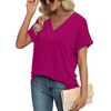 image:imageWIHOLL Womens Summer Tops Short Dolman Sleeve Shirts 2026 Fashion V Neck Outfits ClothesHot Pink