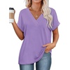 image:imageWIHOLL Womens Summer Tops Short Dolman Sleeve Shirts 2026 Fashion V Neck Outfits ClothesLight Purple
