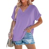 image:imageWIHOLL Womens Summer Tops Short Dolman Sleeve Shirts 2026 Fashion V Neck Outfits ClothesLight Purple