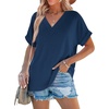 image:imageWIHOLL Womens Summer Tops Short Dolman Sleeve Shirts 2026 Fashion V Neck Outfits ClothesNavy
