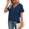 image:imageWIHOLL Womens Summer Tops Short Dolman Sleeve Shirts 2026 Fashion V Neck Outfits ClothesNavy