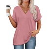 image:imageWIHOLL Womens Summer Tops Short Dolman Sleeve Shirts 2026 Fashion V Neck Outfits ClothesPink