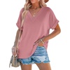 image:imageWIHOLL Womens Summer Tops Short Dolman Sleeve Shirts 2026 Fashion V Neck Outfits ClothesPink