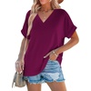 image:imageWIHOLL Womens Summer Tops Short Dolman Sleeve Shirts 2026 Fashion V Neck Outfits ClothesPurple