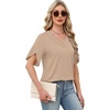 image:imageWIHOLL Womens Summer Tops Short Petal Sleeve Shirts Fashion V Neck Womens Clothing01 Beige