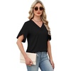 image:imageWIHOLL Womens Summer Tops Short Petal Sleeve Shirts Fashion V Neck Womens Clothing01 Black