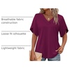 image:imageWIHOLL Womens Summer Tops Short Petal Sleeve Shirts Fashion V Neck Womens Clothing01 Deeppurple