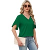 image:imageWIHOLL Womens Summer Tops Short Petal Sleeve Shirts Fashion V Neck Womens Clothing01 Green