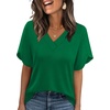 image:imageWIHOLL Womens Summer Tops Short Petal Sleeve Shirts Fashion V Neck Womens Clothing01 Green