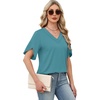 image:imageWIHOLL Womens Summer Tops Short Petal Sleeve Shirts Fashion V Neck Womens Clothing01 Lakeblue