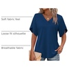 image:imageWIHOLL Womens Summer Tops Short Petal Sleeve Shirts Fashion V Neck Womens Clothing01 Navy