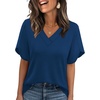image:imageWIHOLL Womens Summer Tops Short Petal Sleeve Shirts Fashion V Neck Womens Clothing01 Navy