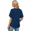 image:imageWIHOLL Womens Summer Tops Short Petal Sleeve Shirts Fashion V Neck Womens Clothing01 Navy