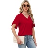 image:imageWIHOLL Womens Summer Tops Short Petal Sleeve Shirts Fashion V Neck Womens Clothing01 Red