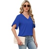 image:imageWIHOLL Womens Summer Tops Short Petal Sleeve Shirts Fashion V Neck Womens Clothing01 Royal