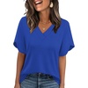 image:imageWIHOLL Womens Summer Tops Short Petal Sleeve Shirts Fashion V Neck Womens Clothing01 Royal