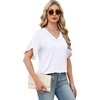 image:imageWIHOLL Womens Summer Tops Short Petal Sleeve Shirts Fashion V Neck Womens Clothing01 White
