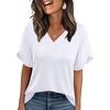 image:imageWIHOLL Womens Summer Tops Short Petal Sleeve Shirts Fashion V Neck Womens Clothing01 White