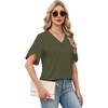 image:imageWIHOLL Womens Summer Tops Short Petal Sleeve Shirts Fashion V Neck Womens Clothing02 Armygreen