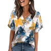 image:imageWIHOLL Womens Summer Tops Short Petal Sleeve Shirts Fashion V Neck Womens ClothingFloral 01