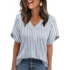 image:imageWIHOLL Womens Summer Tops Short Petal Sleeve Shirts Fashion V Neck Womens ClothingFloral 011