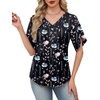 image:imageWIHOLL Womens Summer Tops Short Petal Sleeve Shirts Fashion V Neck Womens ClothingFloral 012