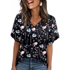 image:imageWIHOLL Womens Summer Tops Short Petal Sleeve Shirts Fashion V Neck Womens ClothingFloral 012