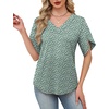 image:imageWIHOLL Womens Summer Tops Short Petal Sleeve Shirts Fashion V Neck Womens ClothingFloral 013