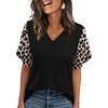 image:imageWIHOLL Womens Summer Tops Short Petal Sleeve Shirts Fashion V Neck Womens ClothingFloral 015