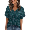 image:imageWIHOLL Womens Summer Tops Short Petal Sleeve Shirts Fashion V Neck Womens ClothingFloral 016